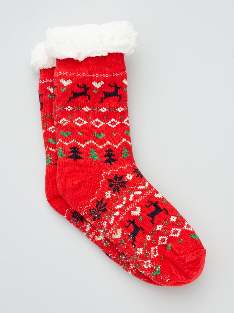 Pantufas tipo meias de natal Vermelho - Kiabi