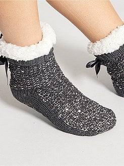 Pantufas tipo meias em malha grossa - Kiabi