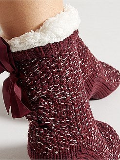 Pantufas tipo meias em malha grossa - Kiabi