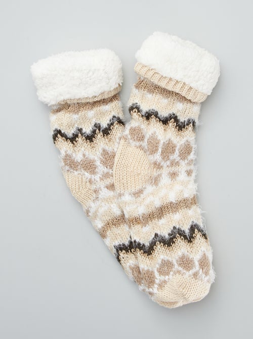 Pantufas tipo meias em tecido jacquard - Kiabi