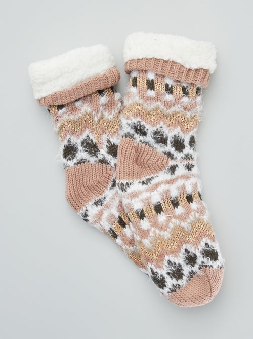 Pantufas tipo meias em tecido jacquard - Kiabi