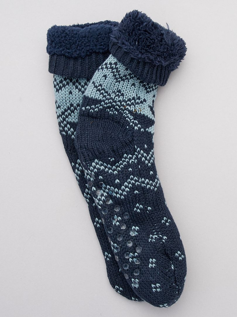 Pantufas tipo meias forradas Azul - Kiabi
