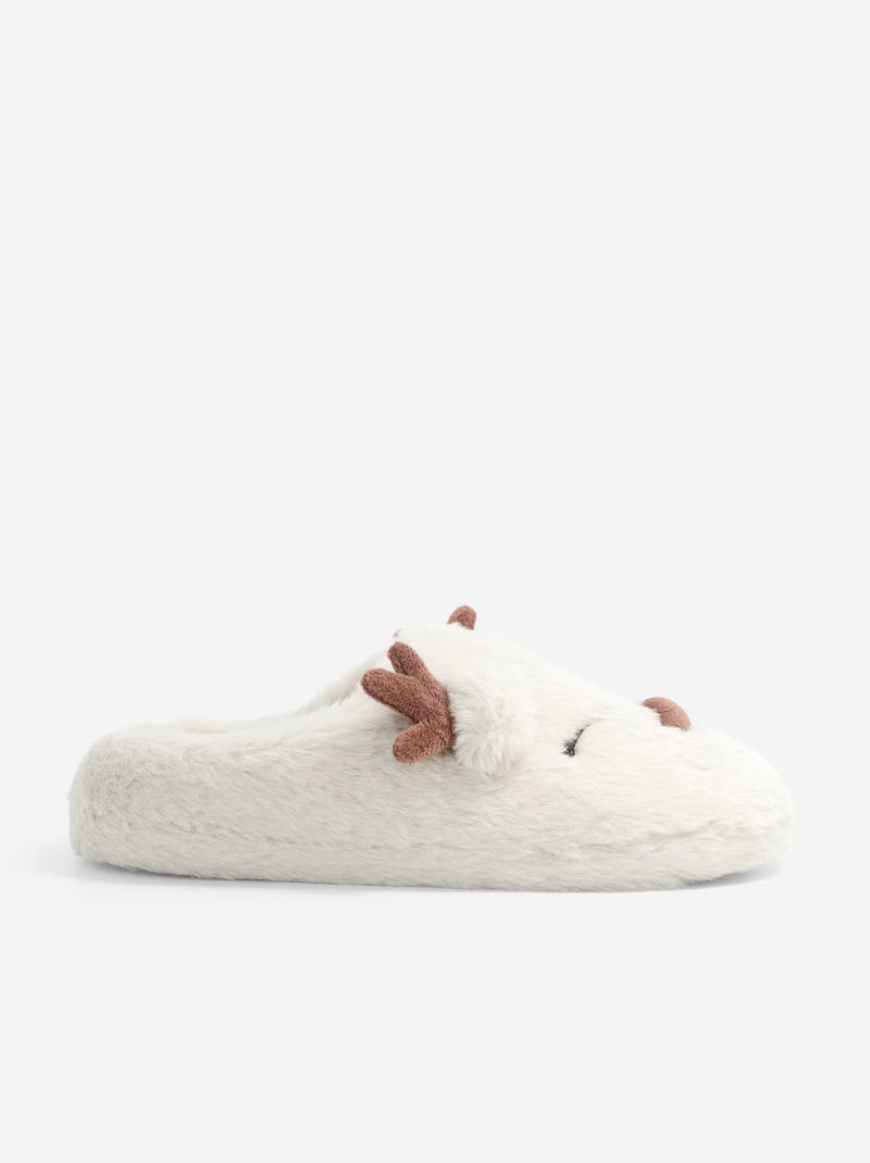 Pantufas tipo mule em forma de rena Bege - Kiabi