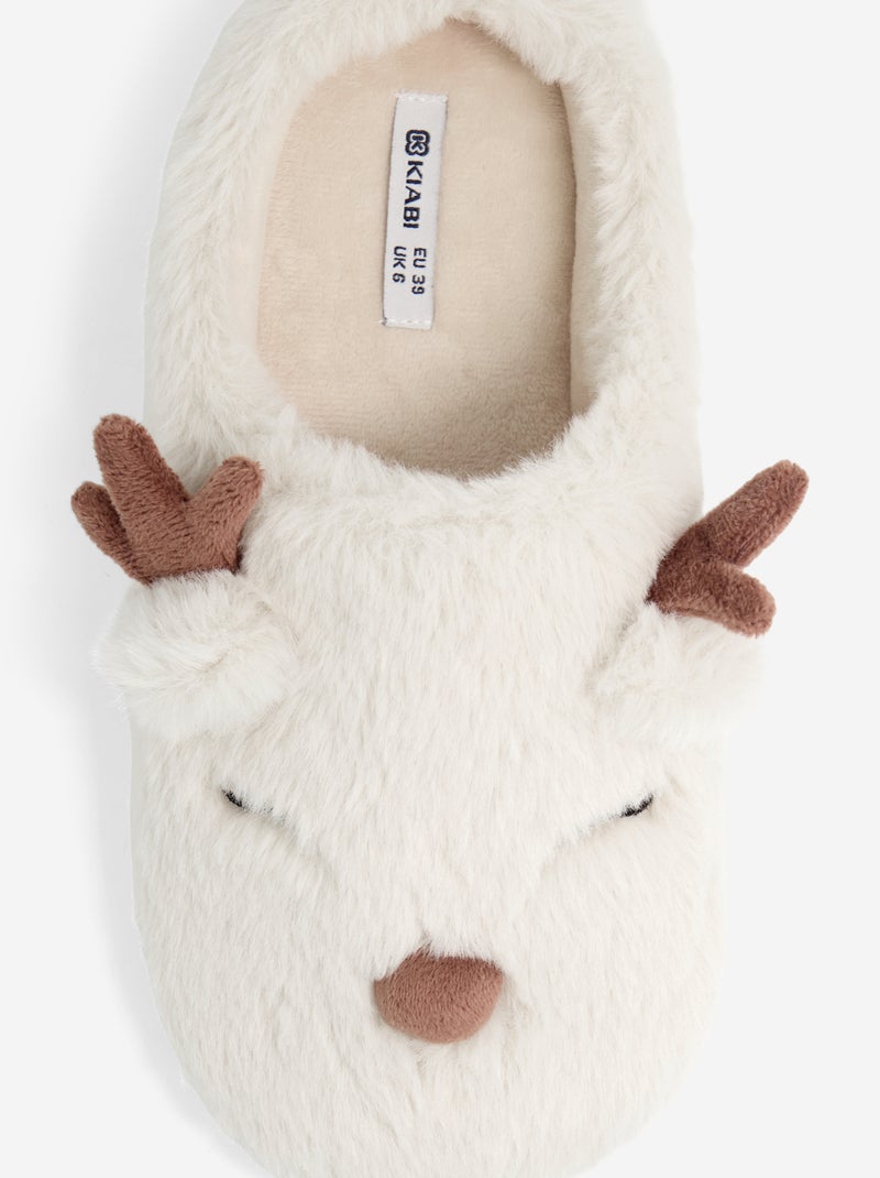 Pantufas tipo mule em forma de rena Bege - Kiabi
