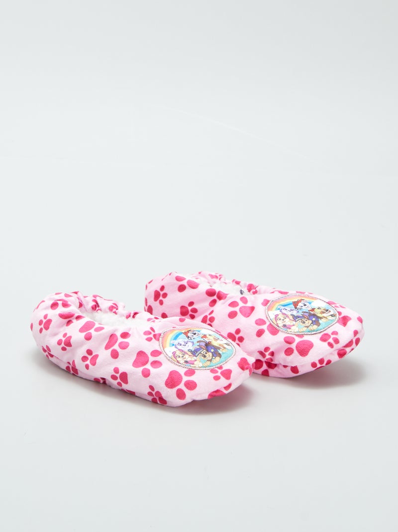 Pantufas tipo sabrinas com efeito pelo de carneiro 'Patrulha Pata' ROSA - Kiabi