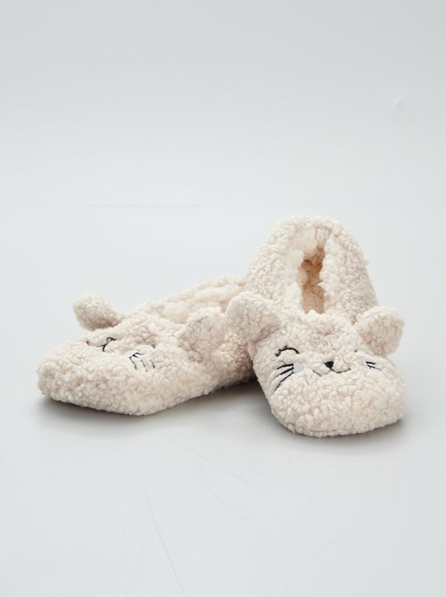 Pantufas tipo sabrinas efeito lã de carneiro 'gato' - Kiabi