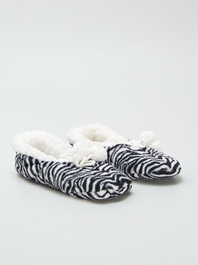 Pantufas tipo sabrinas efeito lã de carneiro Preto - Kiabi