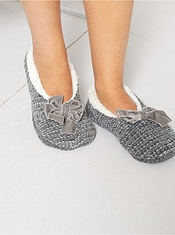 Pantufas tipo sabrinas em tricô - Kiabi