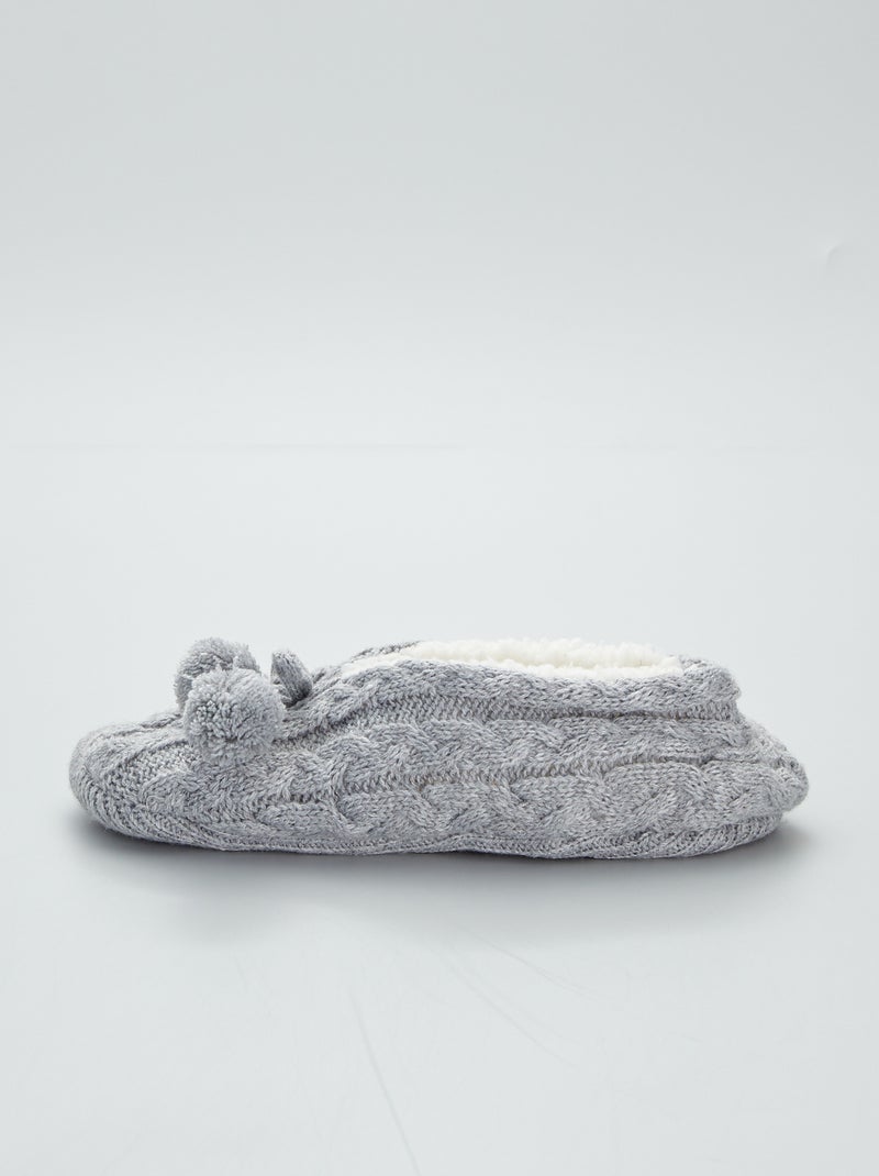 Pantufas tipo sabrinas em tricô torcido Cinza - Kiabi