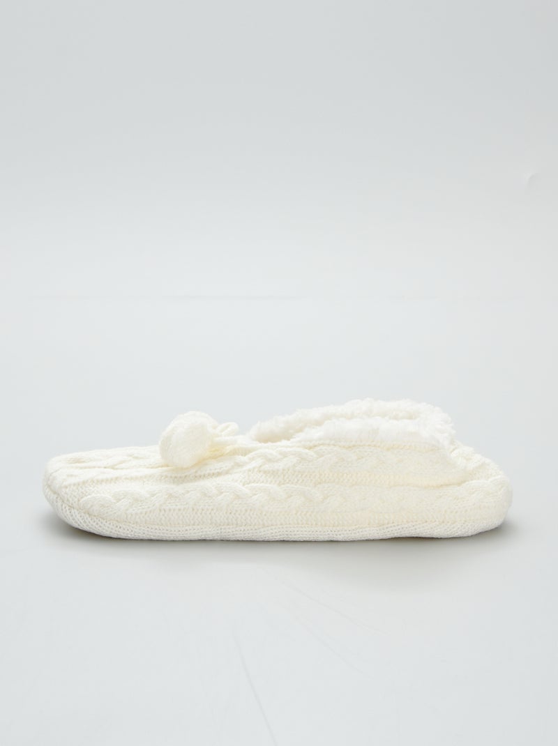 Pantufas tipo sabrinas em tricô torcido Ecru - Kiabi
