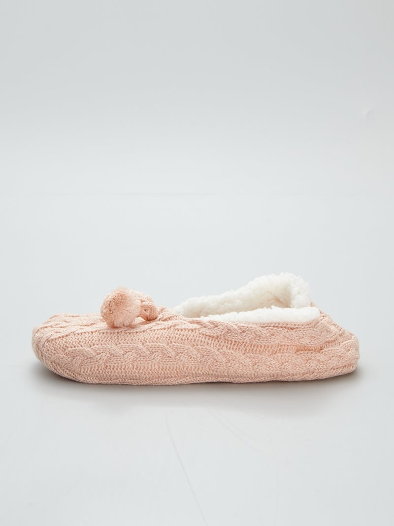 Pantufas tipo sabrinas em tricô torcido Rosa - Kiabi