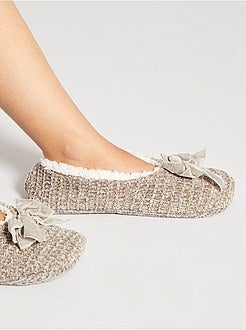 Pantufas tipo sabrinas em tricô - Kiabi