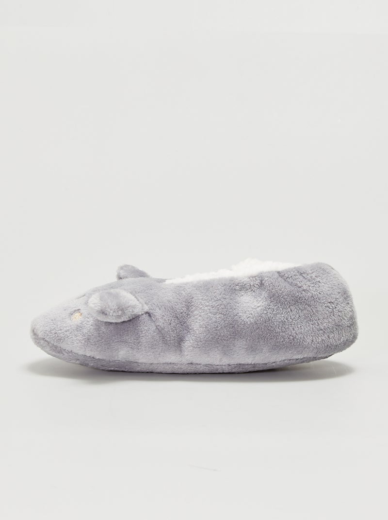 Pantufas tipo sabrinas forradas 'animal' CINZA - Kiabi