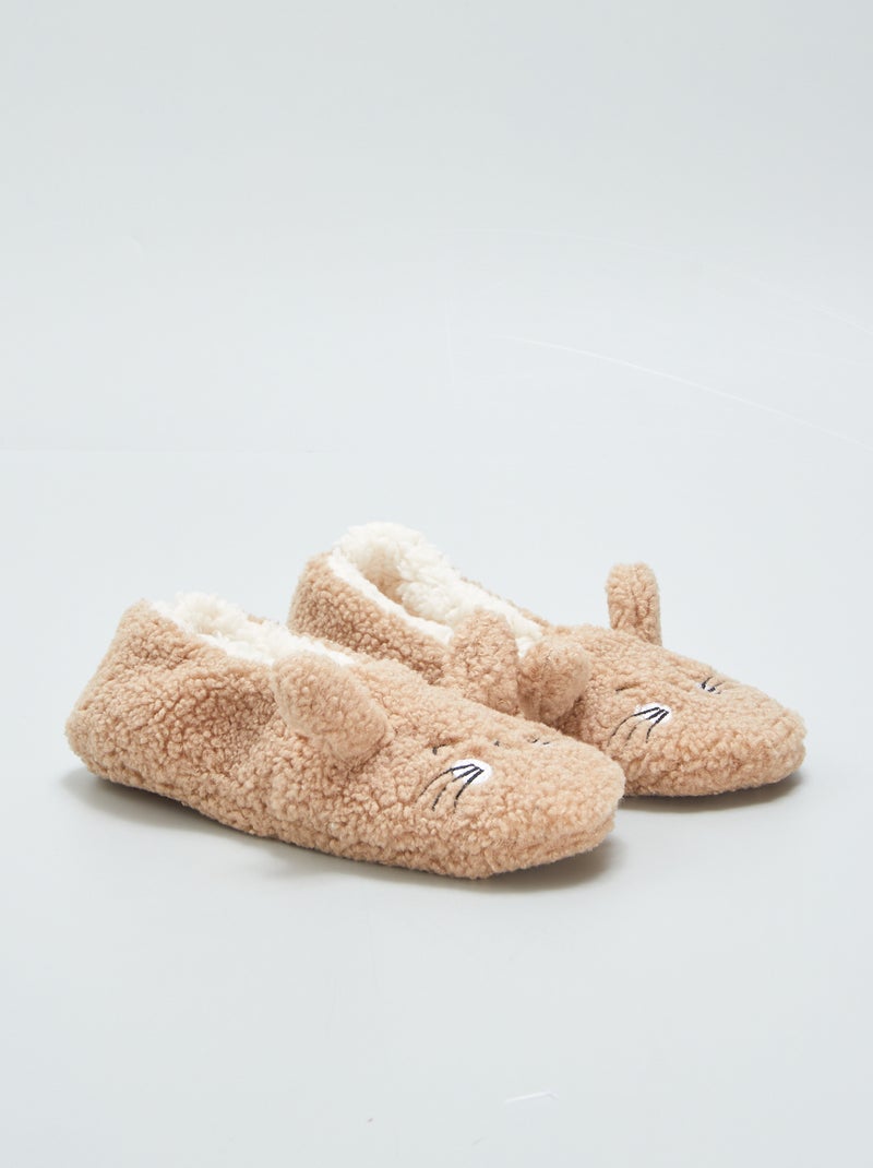 Pantufas tipo sabrinas 'gato' MARROM - Kiabi