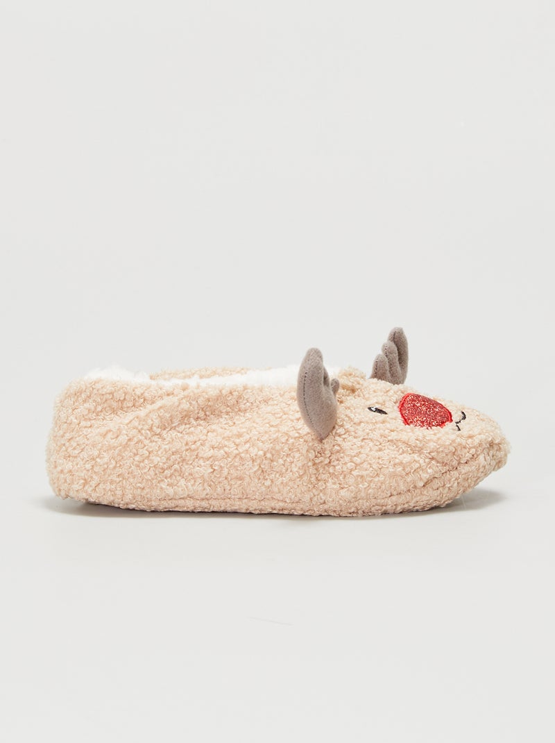 Pantufas tipo sabrinas 'Natal' BEGE - Kiabi