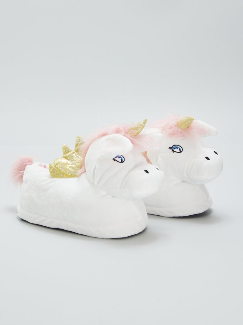 Pantufas unicórnio em 3D BRANCO - Kiabi
