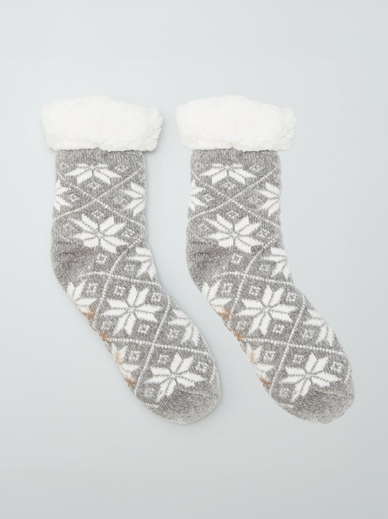 Pantufas/meias antiderrapantes CINZA - Kiabi