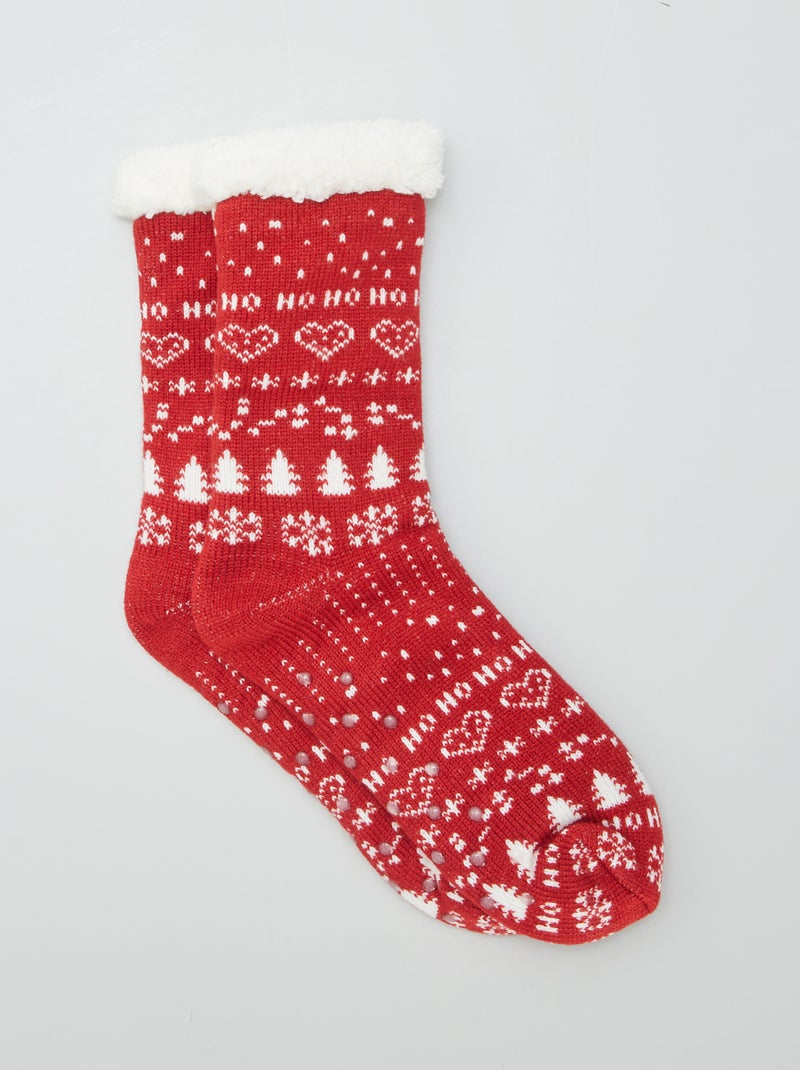 Pantufas/meias antiderrapantes com motivo VERMELHO - Kiabi