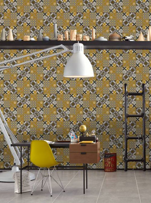 Papel de parede com efeito de mosaico colorido - Kiabi Papel de parede com efeito de mosaico colorido - Kiabi