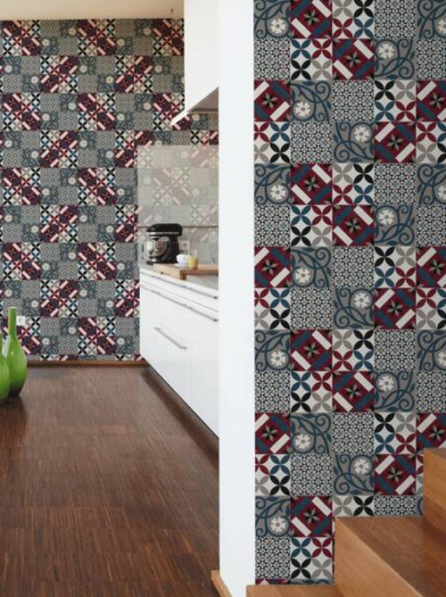 Papel de parede com efeito de mosaico colorido - Kiabi