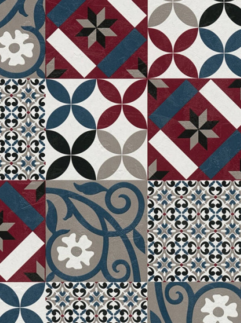 Papel de parede com efeito de mosaico colorido Vermelho escuro - Kiabi