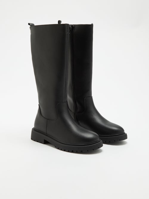 Par de botas de cano alto em imitação de pele - Kiabi