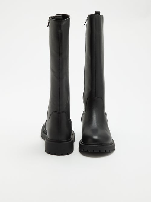 Par de botas de cano alto em imitação de pele - Kiabi