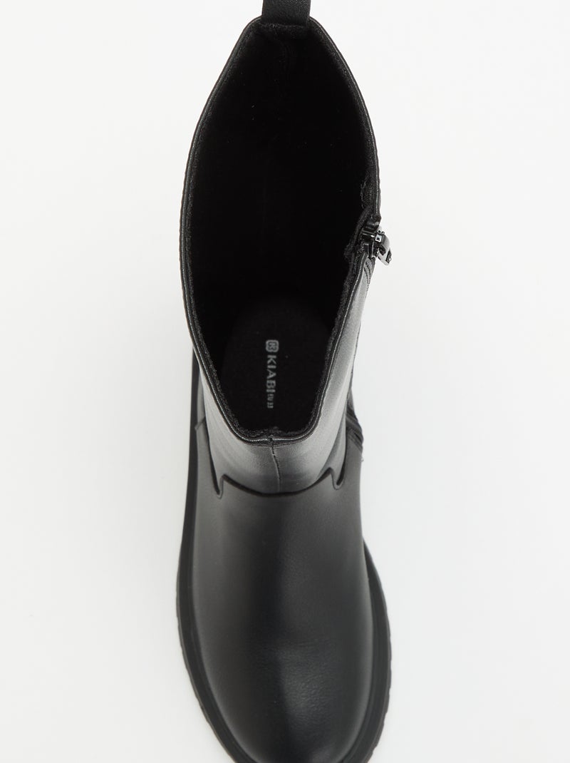 Par de botas de cano alto em imitação de pele Preto - Kiabi