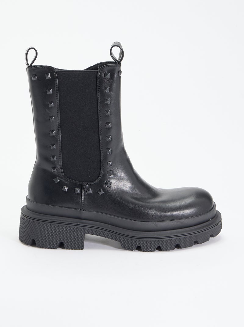 Par de botas de salto com tachas decorativas Preto - Kiabi