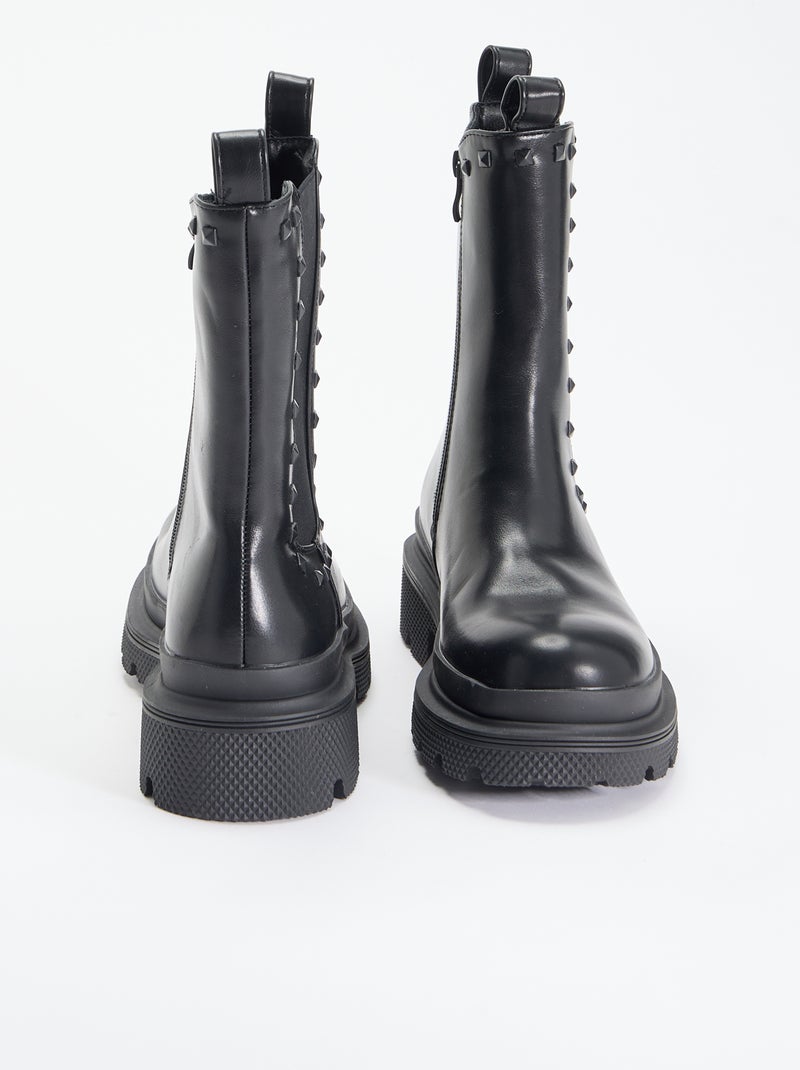 Par de botas de salto com tachas decorativas Preto - Kiabi