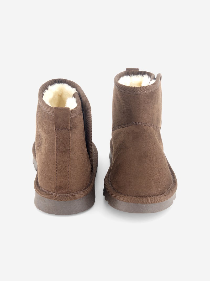Par de botas forradas em camurça sintética Castanho - Kiabi