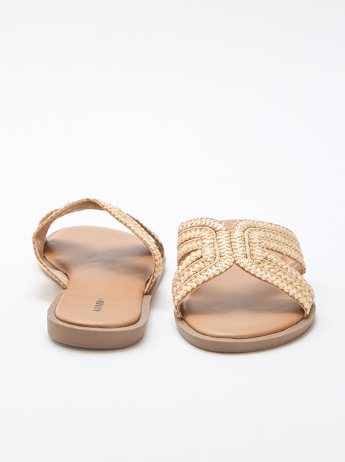 Par de chinelos de enfiar com tiras de palha - Kiabi