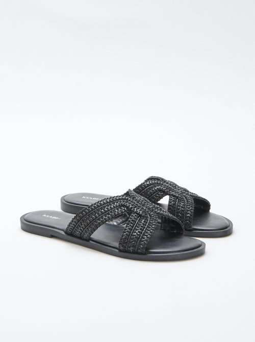 Par de chinelos de enfiar com tiras de palha - Kiabi