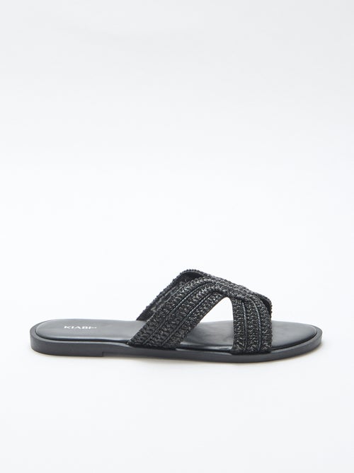 Par de chinelos de enfiar com tiras de palha - Kiabi