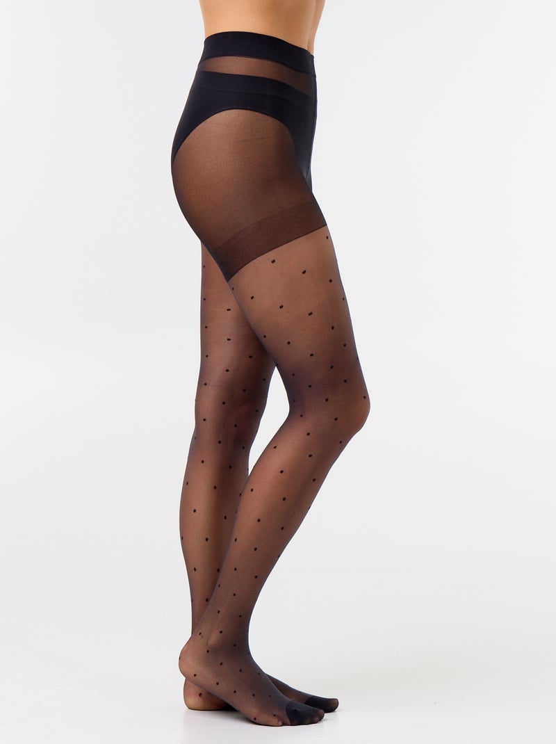 Par de collants às bolinhas Preto - Kiabi