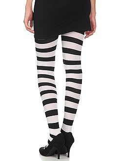 Par de collants opacos às riscas - Kiabi