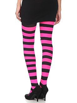 Par de collants opacos às riscas - Kiabi