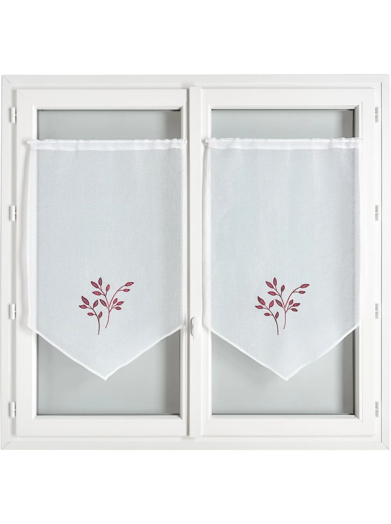 Par de cortinados bordados Bordô - Kiabi