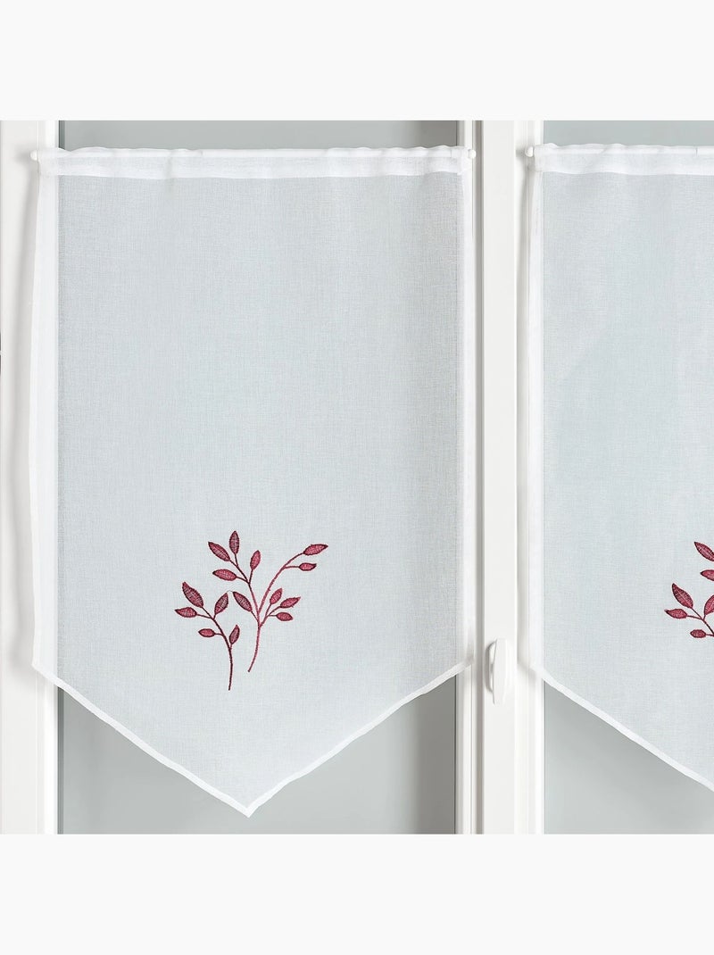 Par de cortinados bordados Bordô - Kiabi