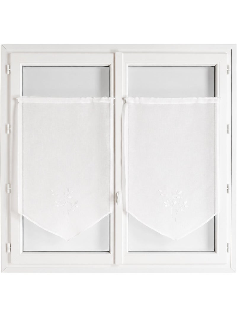 Par de cortinados bordados Branco - Kiabi