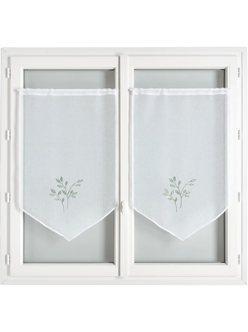 Par de cortinados bordados Verde oliva - Kiabi