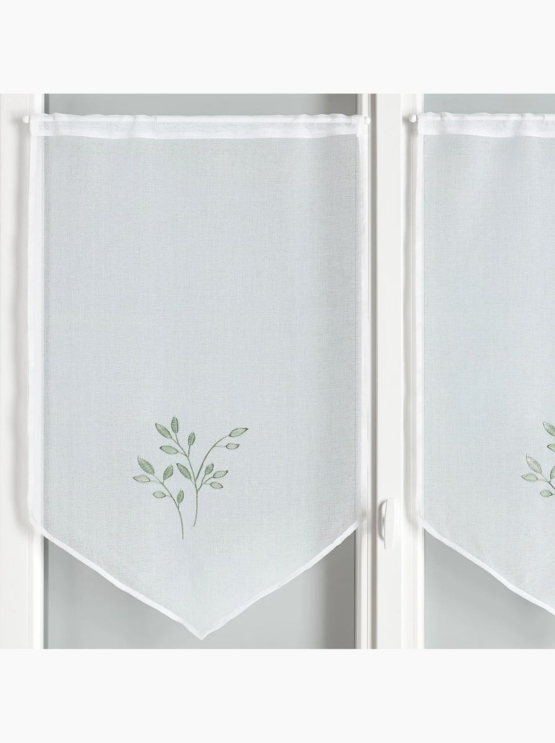 Par de cortinados bordados Verde oliva - Kiabi