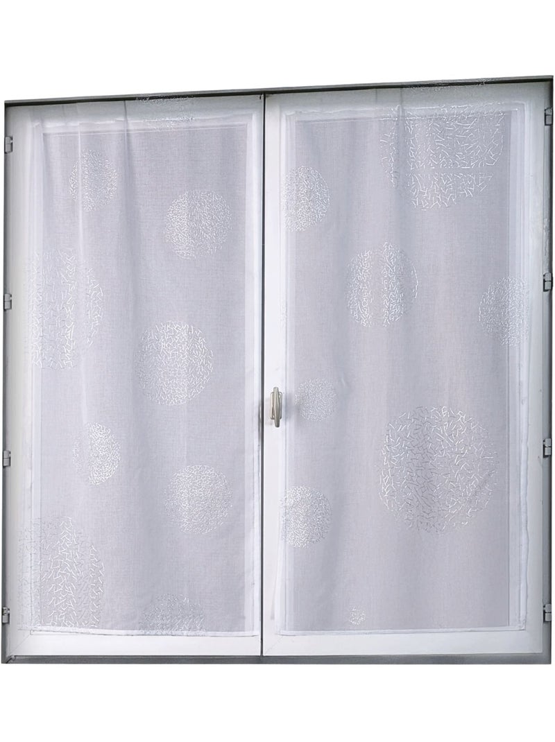 Par de cortinados pequenos com motivos prateados Branco - Kiabi