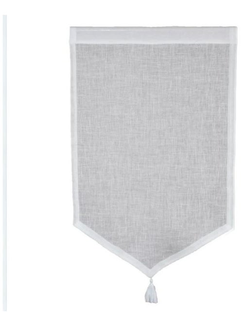 Par de cortinados pequenos em 100% linho com ponto e pompom - Kiabi
