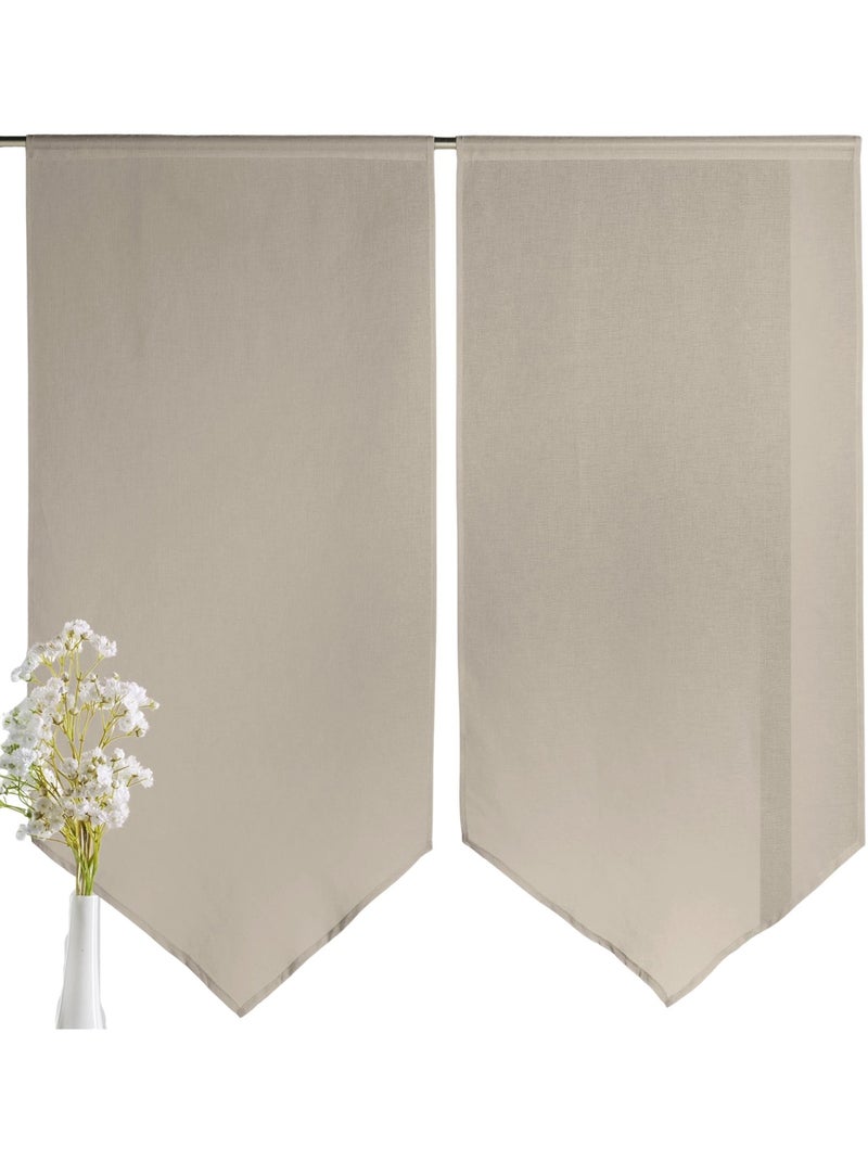 Par de cortinas baixas e pontiagudas Bege - Kiabi