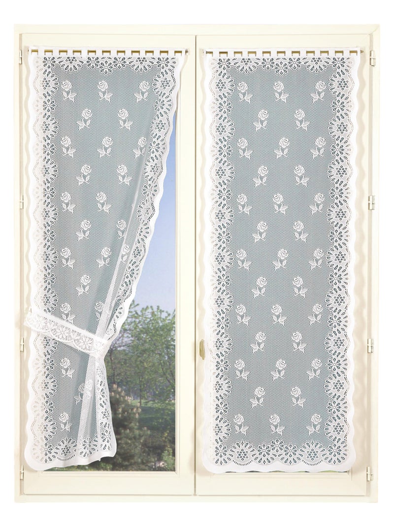 Par de cortinas «bonne-femme» com presilhas Branco - Kiabi