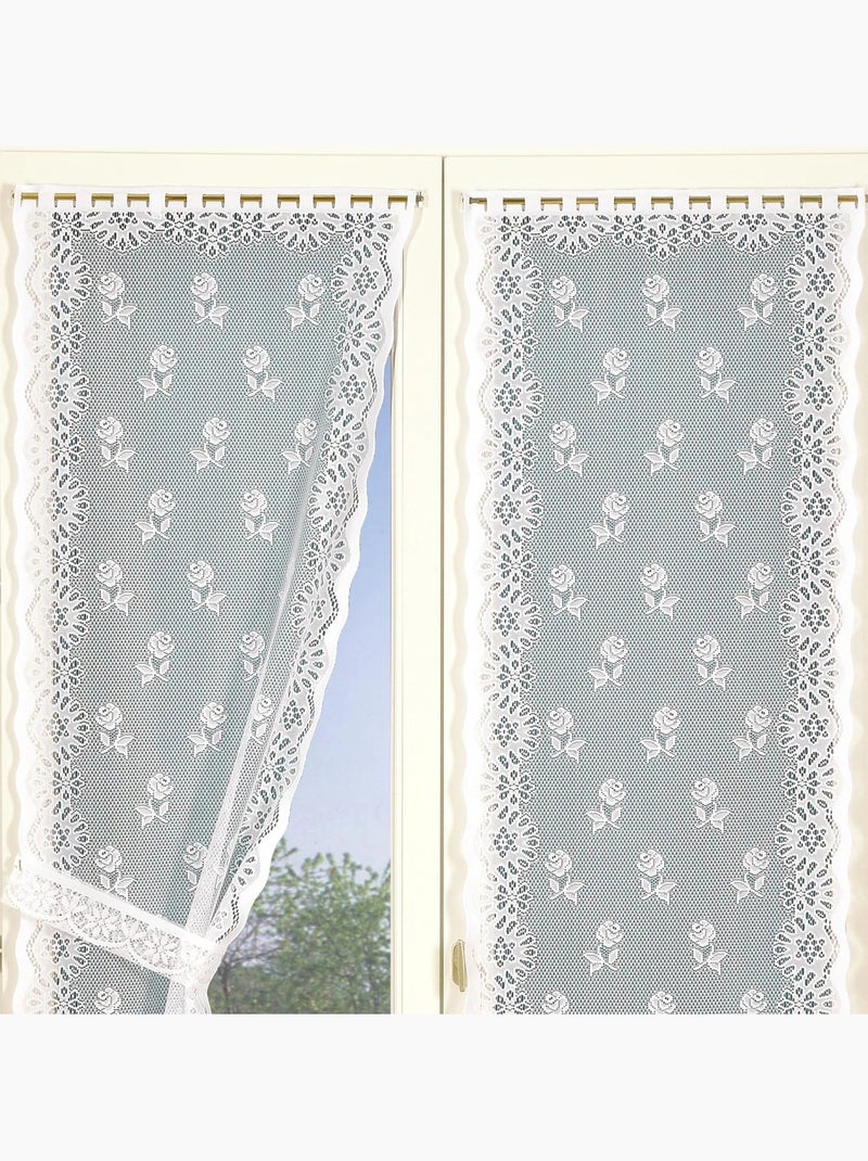Par de cortinas «bonne-femme» com presilhas Branco - Kiabi