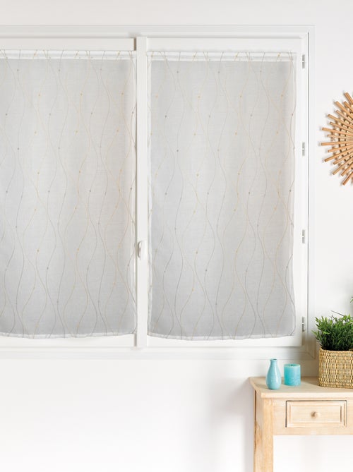 Par de cortinas bordadas com ondas para janela - Kiabi