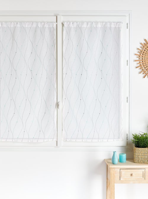 Par de cortinas bordadas com ondas para janela - Kiabi