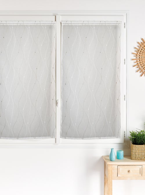 Par de cortinas bordadas com ondas para janela - Kiabi